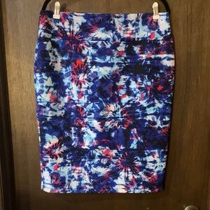 INC International Concepts Blue and Pink Tie-Dye Pencil Skirt